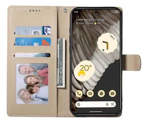 Funda Protectora De Piel Sintética Con Tapa Para Google Pixel 7 Pro Con Hebilla Magnética Y Ranura Para Tarjetas