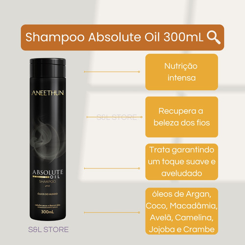 Shampoo Absolute Oil Hidratação Profunda Aneethun 300ml