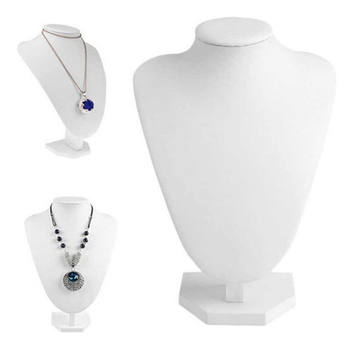 Exhibidor Busto Collares Cadena Cuerina 22 X 16cm En Cordoba Blanco