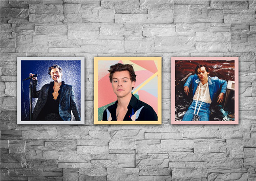 Cuadros Decorativos Harry Styles 24x24cm Set De 3 Unidades