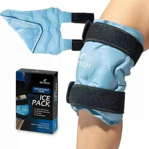 Bolsa de hielo para rodilla, rodillera con almohadilla de gel para terapia  de calor y frío, rodillera de compresión de hielo ajustable para