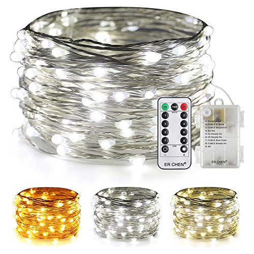 Luces De Hadas Cambio De Color Y Pilas, 33 Pies 100 Led...