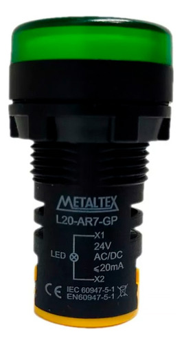 Led Indicador Sinaleiro Verde 22mm 24v Ip65 24