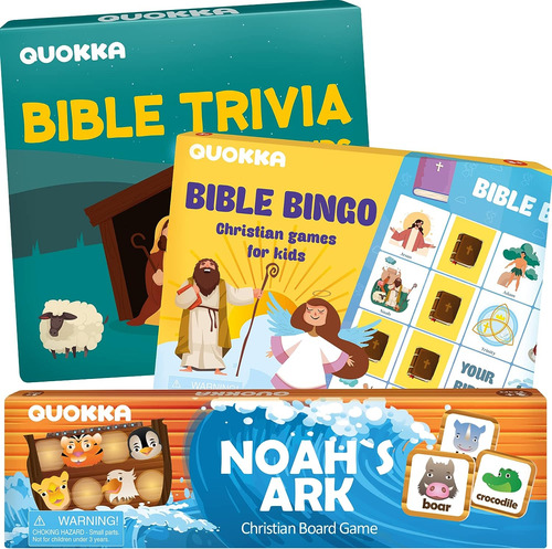 Quokka 3x Juegos Bíblicos Para Niños 4-6 - Juego De Bingo De