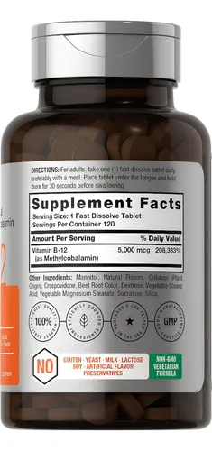 Suplemento B12 Sublingual Vitamina B12 Methylcobalamin Metil B12 Metilcobalamina Methyl B12 Veganos B12 Próstata B12 Salud Mental Positiva Claridad