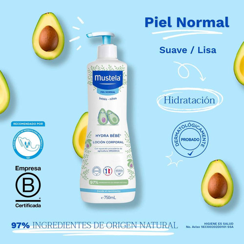Loción Corporal Grande Mustela Hydra Bebé 750 Ml