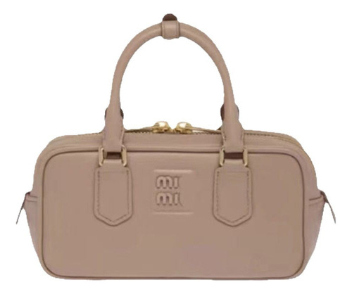 Bolso De Mano De Cuero Genuino Marrón Bowling Bag