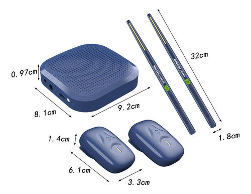 P Tambor De Ar Com Baquetas Conjunto De Profissional Azul