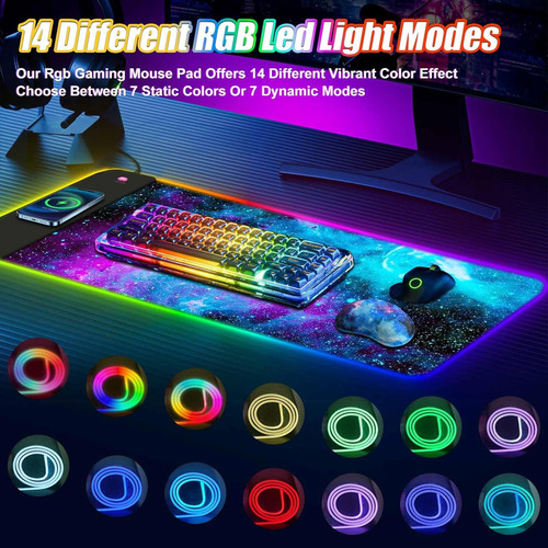 Mouse Pad Para Jogos Tolulu Wireless Charging Rgb, 15w Led M