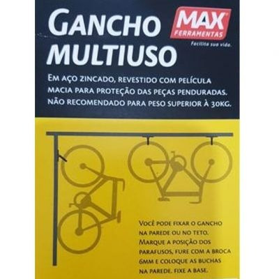 Imagem 4 de 5 de Gancho Multiuso Aço Zincado P/ Até 30kg Max - 1 Kit C/4 Pçs