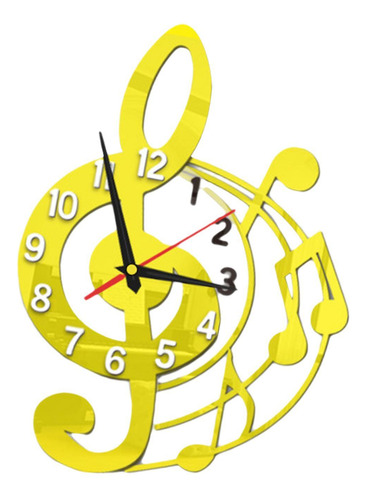 Relógio De Parede Música Silenciosa Design Dourado