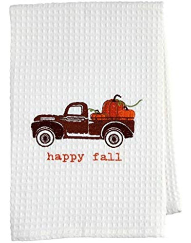 Mud Pie Thanksgiving Waffle Towel (happy Fall), 25  X 16  (4