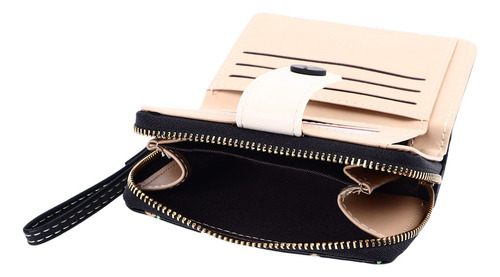 Cartera Corta Con Cremallera A La Moda Para Mujer