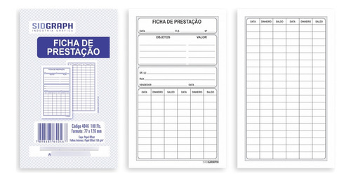 Ficha Prestação 100 Fls 77x126 Sidgraph 4046