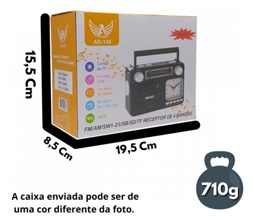 Radio Retrô Portátil Bluetooth Com Relógio Analógico Altomex