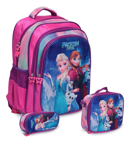 Kit Mochila Infantil De Costas 3d Frozen Desenho Criança
