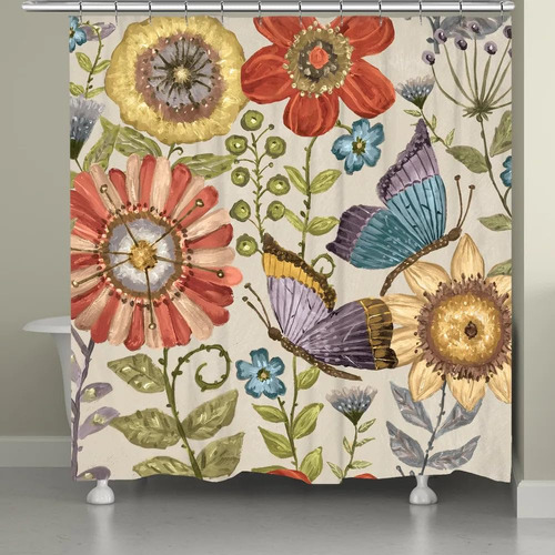 Laural Home Cortina Ducha Jardin Mariposa Boho