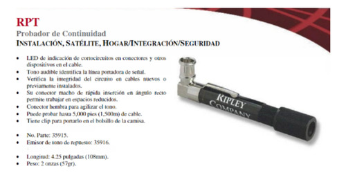 Tester De Continuidad Coaxil Cablematic Rpt-aaa 35915