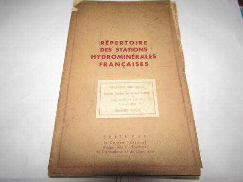 Repertoire Des Stations Hydrominerales Francaises  - 2716