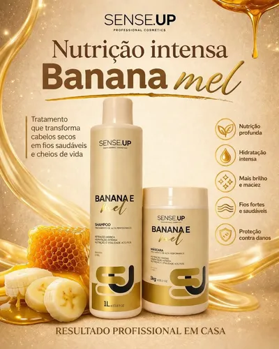 Kit Sense Up Banana E Mel Shampoo 1l + Máscara 1kg | Parcelamento