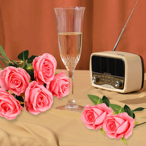 Hi 10 Peças De Flores Artificiais De Rosas Falsas, Buquê De