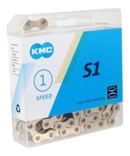 Cadena Kmc S1 Gold 112 Esl Pista Fixed P Grueso 1/8 - Celero