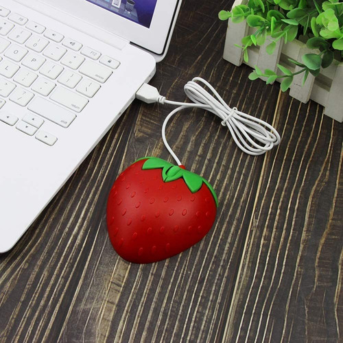 Mouse 3c Light, Rojo/diseno De Frutilla/3 Botones