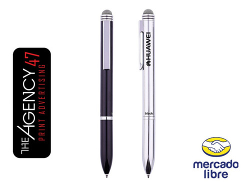 Imagen 1 de 7 de Boligrafo Personalizado 3 En 1 Con Color Azul,negro Y Touch