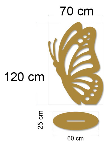 Mariposa Decoración C/base M2 Eventos Fiestas 1.20x70 9mm Sin Pintar