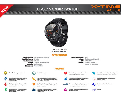 Imagen 2 de 4 de Smart Watch Reloj Inteligente X Time iPhone Android Xt-sl15