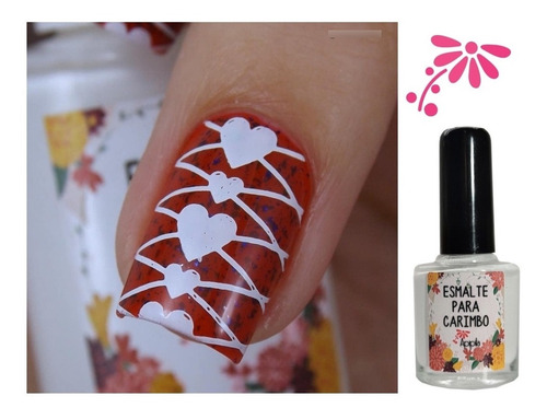 Imagem 3 de 3 de Esmalte Para Carimbo Unhas Apipila - Branco Cremoso.