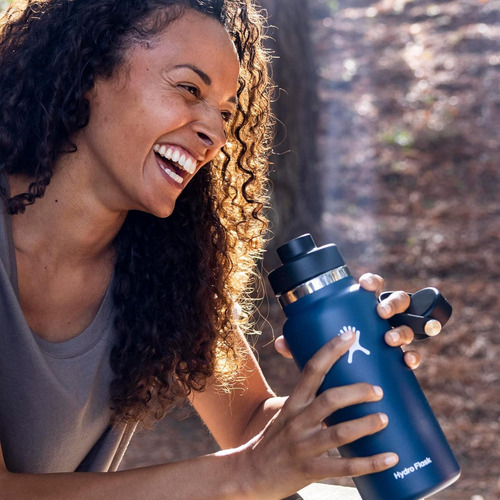 Tapa Flex Chug Cap para Termo Hydro Flask - Compatible con Botellas Wide Mouth Boca Ancha - A prueba de fugas - Perfecta para Camping y Actividades al Aire Libre - Color Negro - Libre de BPA