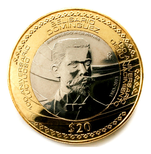 1 Moneda 20 Pesos Belisario Domínguez Circulada Buen Estado