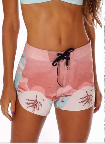 Imagem 1 de 2 de Bermuda Surf Feminina Shorts Pena Tecido Flexível Seca Rápid