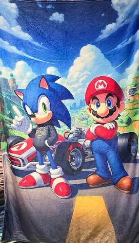 Frazada Cobija Mario Bross Y Sonic Suave Premium Varios Liso