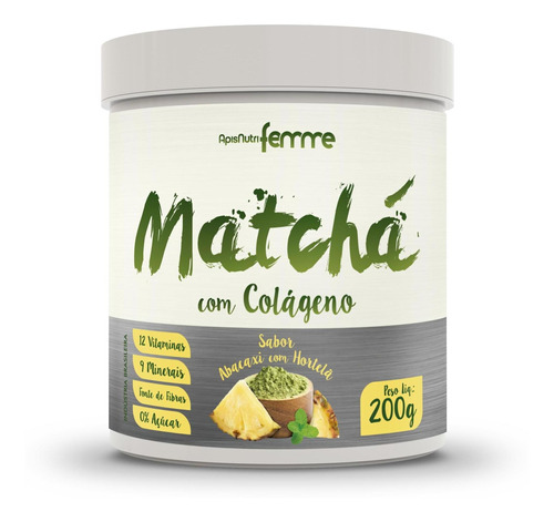 Matchá Solúvel Sabor Abacaxi Com Hortelã 200gr - Apisnutri