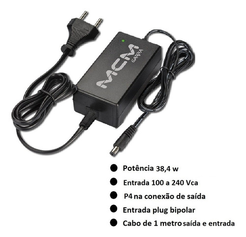 Fonte Mcm Garra 12v 3a Bivolt P/ Cftv, Led E Automação