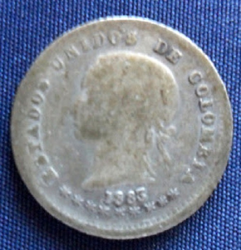 Colombia Moneda 10 Cent Plata  1883 Bogota 