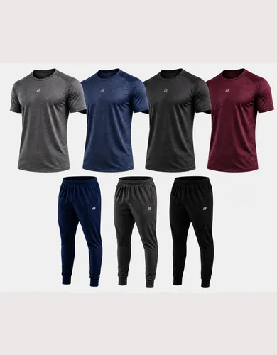 Kit 7 Peças Dry Fit 4 Camisetas 3 Calças Academia Brav Style Multicolorido Dry-mescla G