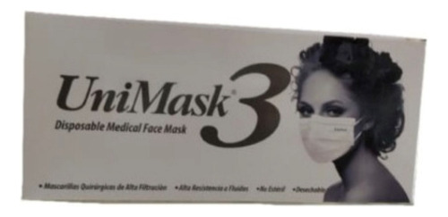 Cubrebocas Uniseal Unimask3 Plisado Blanco Caja 50