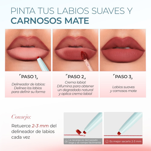 Sace Lady Delineador De Labios 2 En 1 Mate Suave Y Duradero 04 Soft Brush