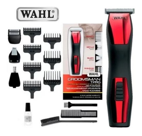 Imagem 1 de 2 de Máquina Cortar Cabelos Pelos Barba Wahl T-pro Sem Fio 12 Pçs