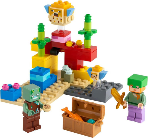 Lego Minecraft O Recife De Coral Com Afogado Peixes-balão
