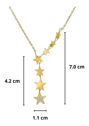Imagen 2 de 9 de Collar Mujer Estrellas Cristales Acero Inoxidable Elegante