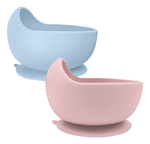 Bowl Con Sopapa Silicona Bebé Infantil Antideslizante Chufi Rosa