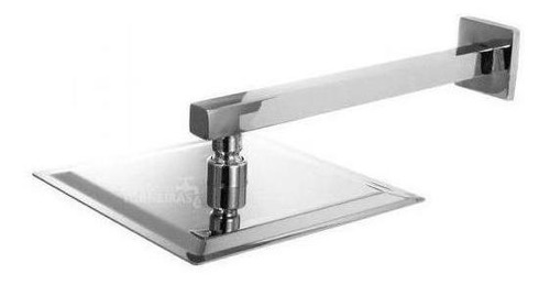 Ducha Inox Quadrada Chuveiro Slim 20x20 Com Braço Quadrado
