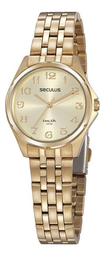 Relógio Seculus Feminino Analógico Long Life 20866lpsvda1 Cor da correia Dourado Cor do bisel Dourado Cor do fundo Dourado