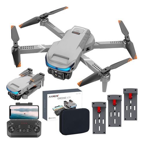 Mini drone Axnen 4K XT9 3 Battery con dual cámara HD 2.4GHz 3 baterías Gris