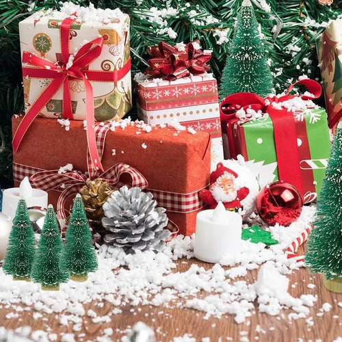 34 Minipinos, Decoración Navideña Con Nieve En Invierno