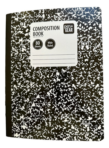 Pen+gear Composition Notebook Preto-caderno Americano 80fls